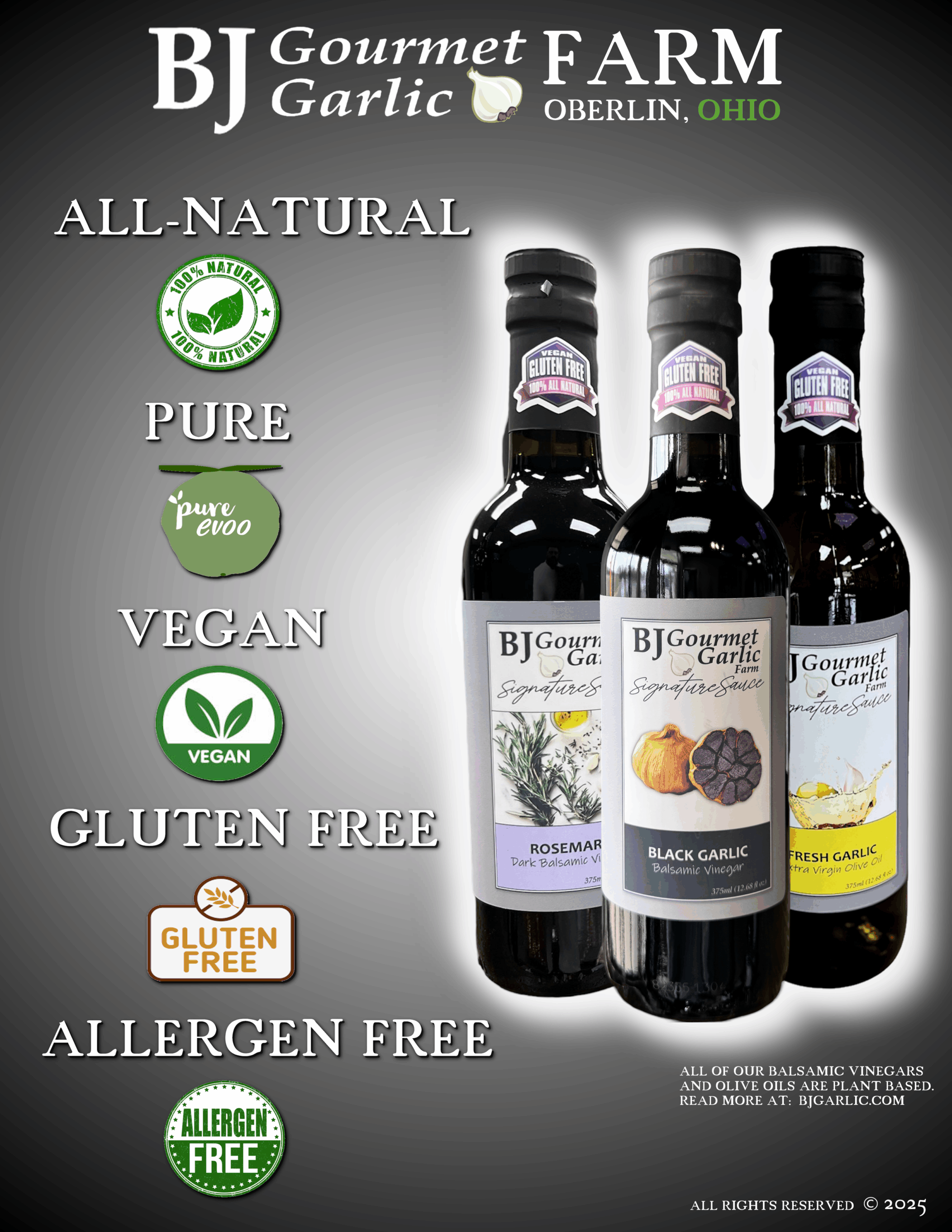 Plant based vinegars and olive oils