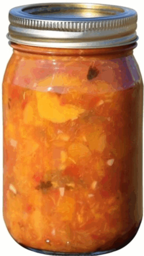 peach salsa jar